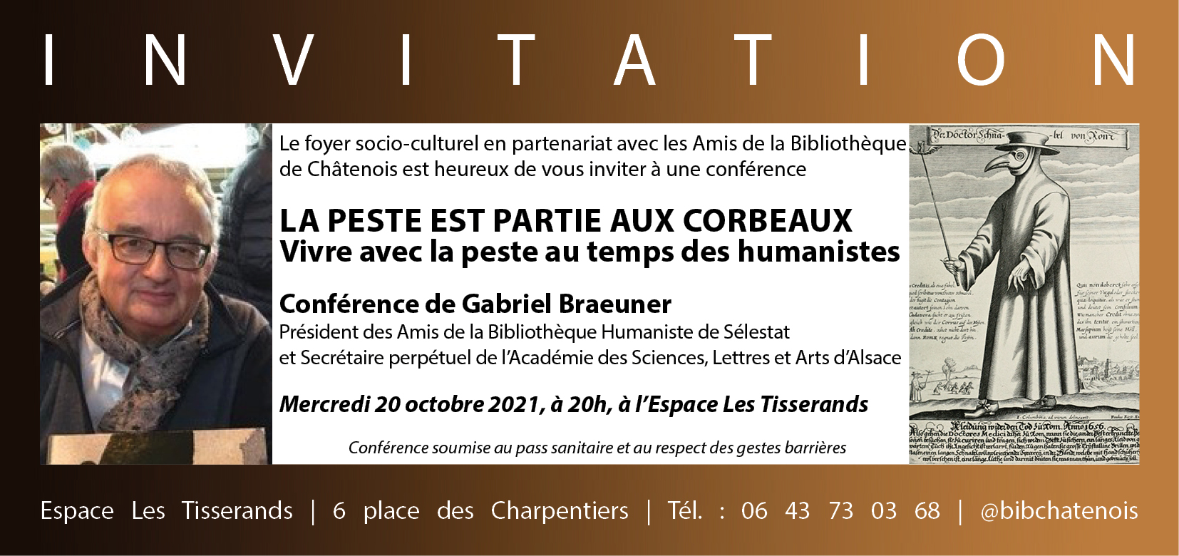 Invitation conférence Peste de Gabriel Braeuner