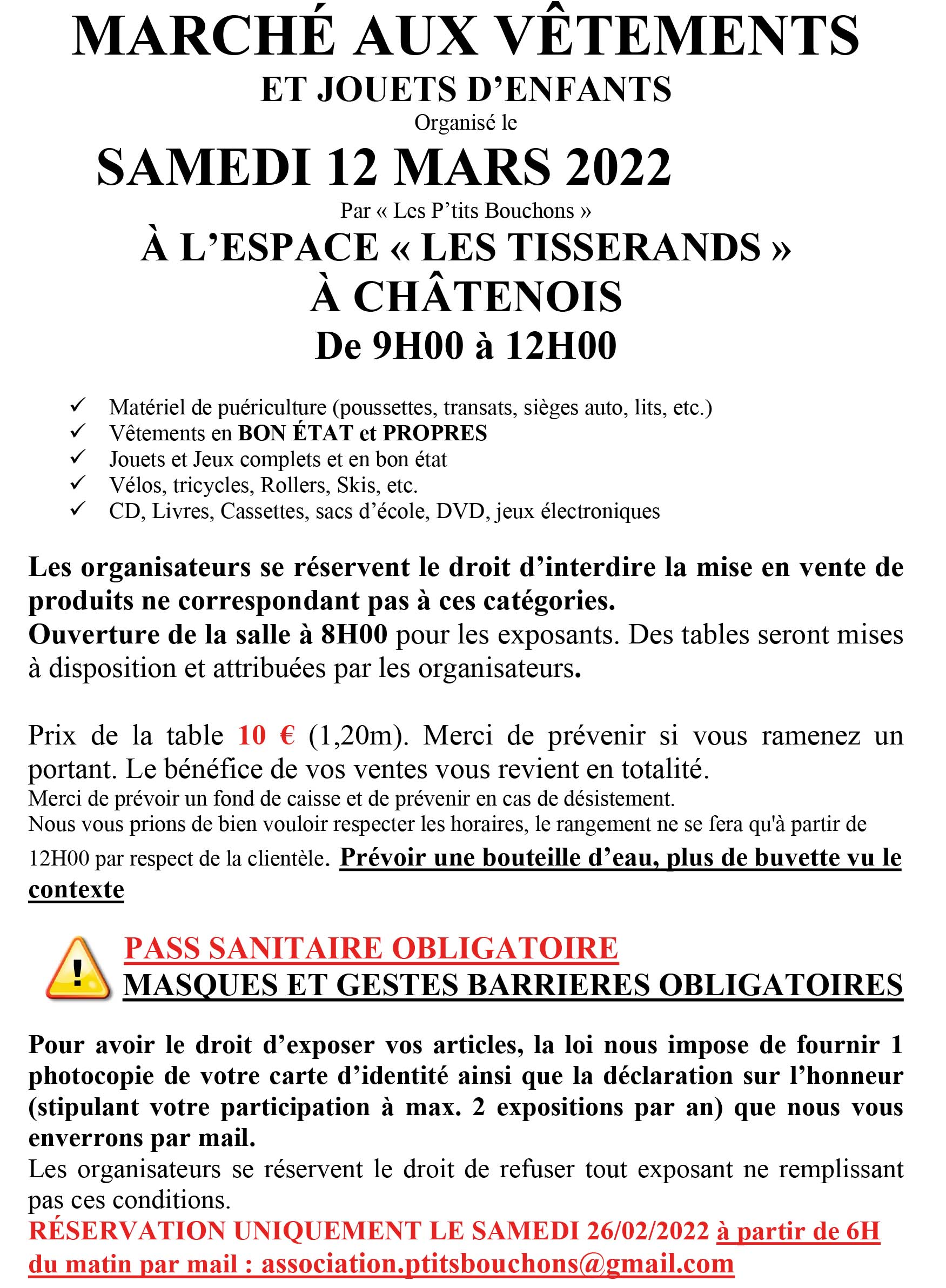 Tracts marché vêtements école mars 2022