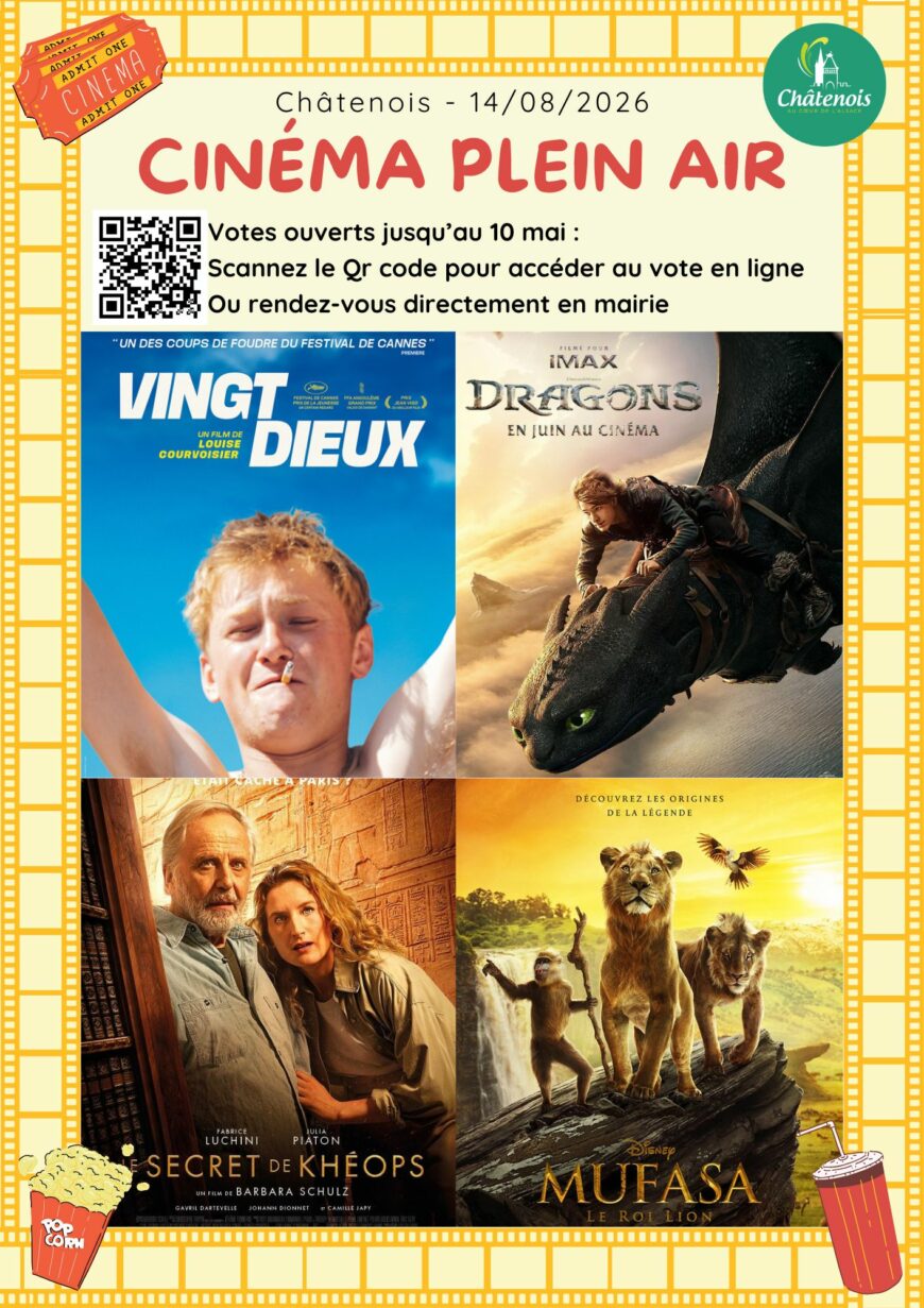 Cinéma plein air 2026 : à vous de voter pour votre film préféré !