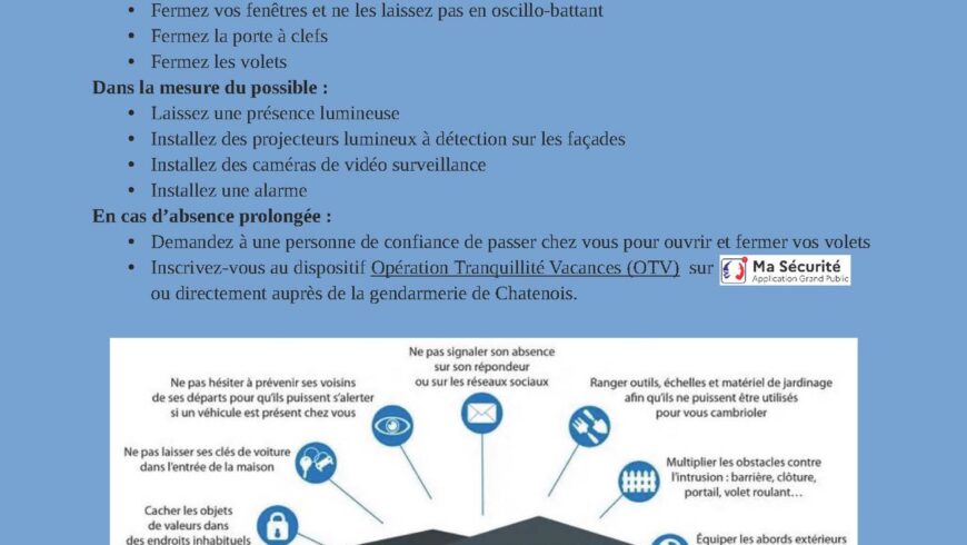 Information de la Gendarmerie de Châtenois : hausse des cambriolages