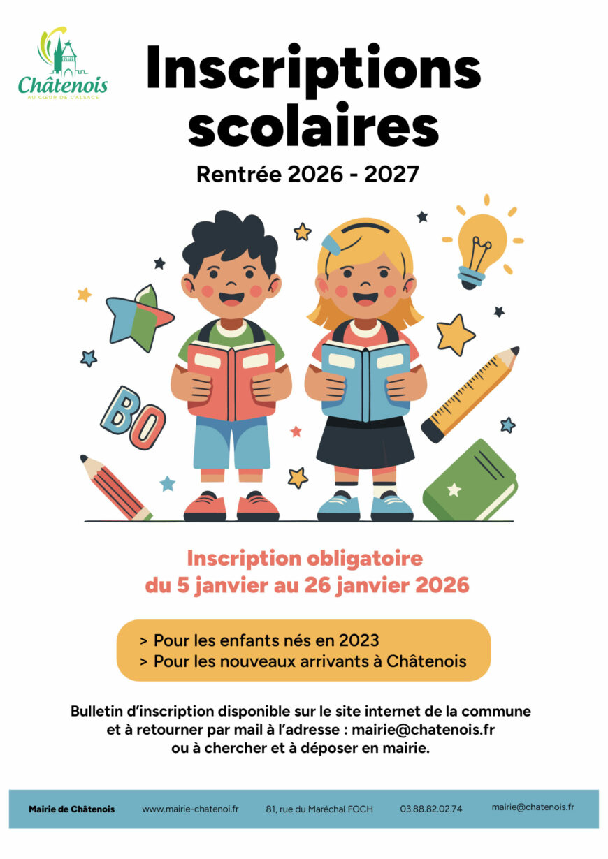 Informations pour les inscriptions scolaires rentrée 2026/2027