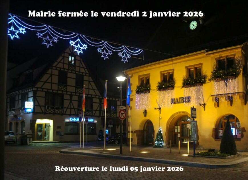 Fermeture de la mairie le 02 janvier 2026