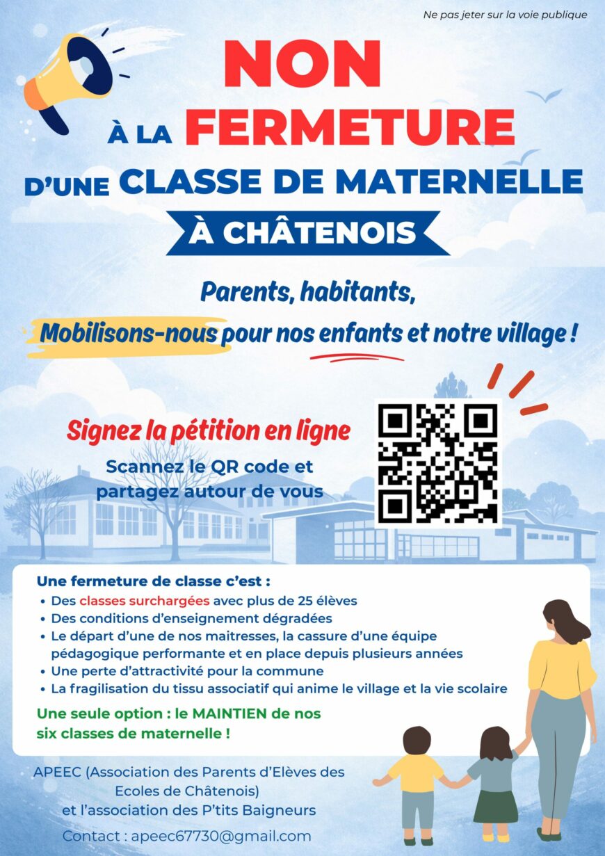 Pétition contre la fermeture d&rsquo;une classe de maternelle