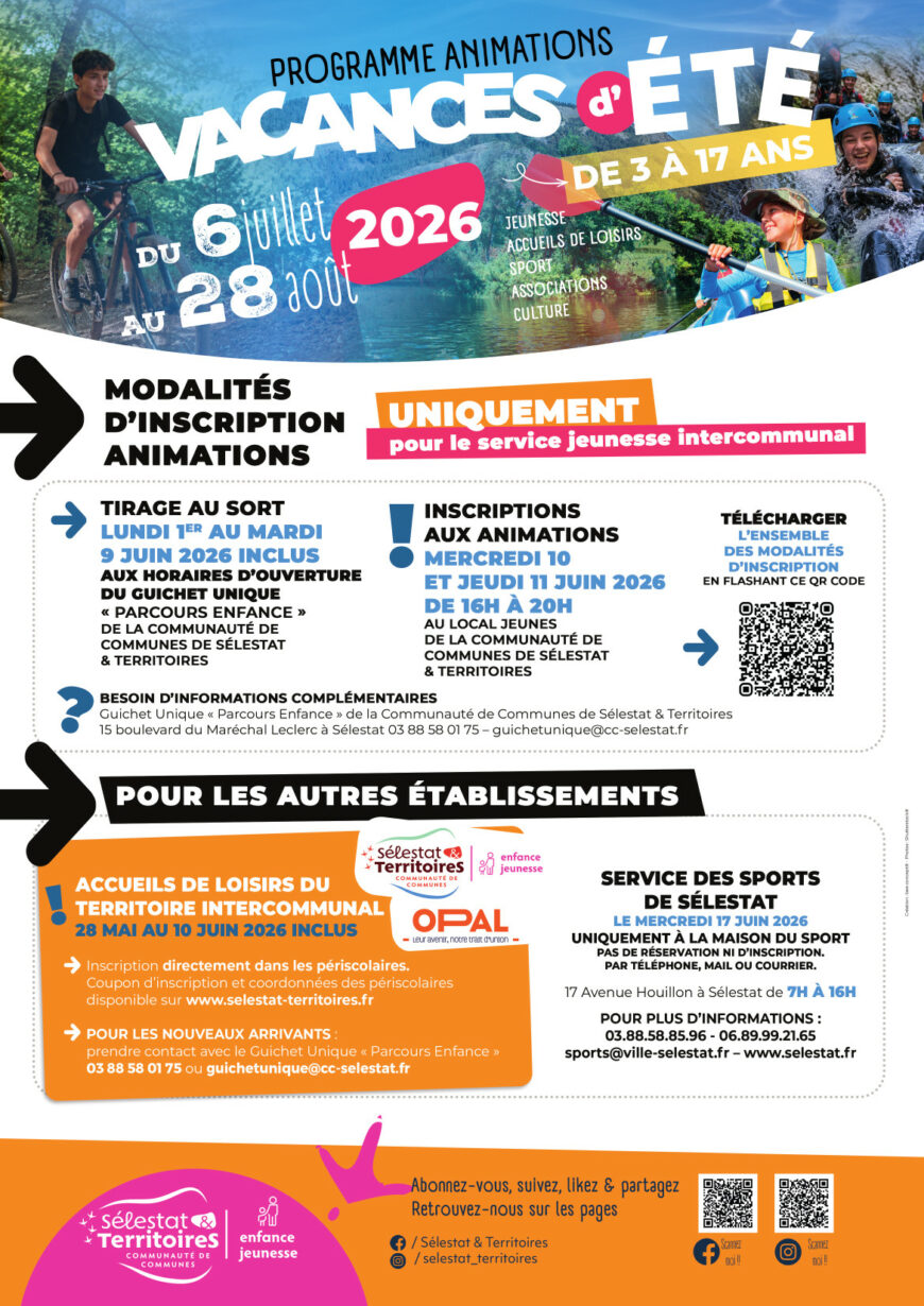 Animations vacances scolaires Été 2026