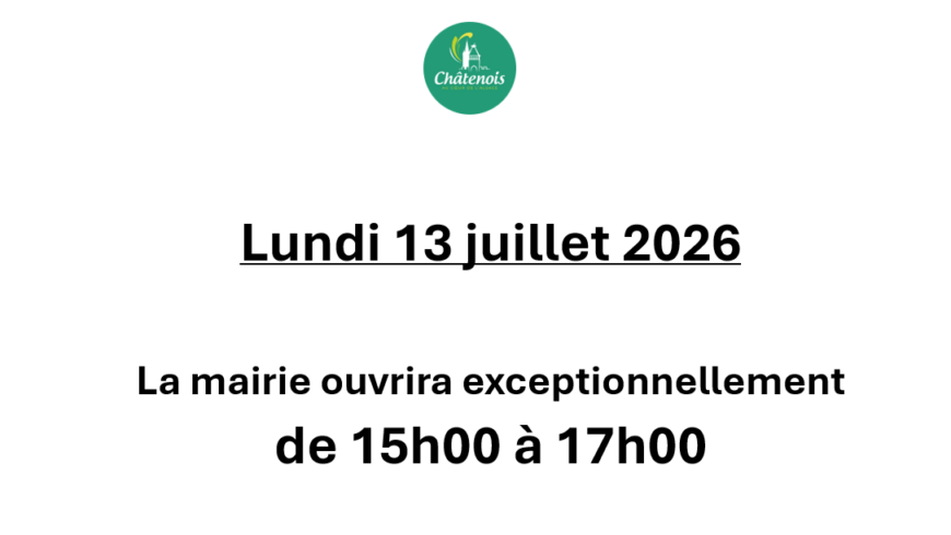 Modification exceptionnelle des horaires d’ouverture de la mairie