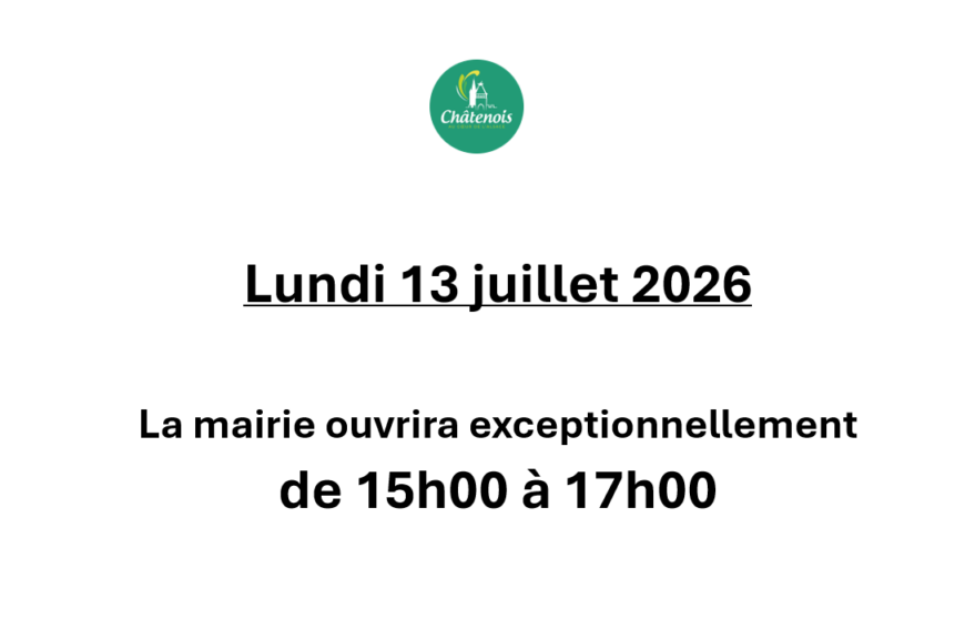 Modification exceptionnelle des horaires d’ouverture de la mairie